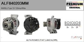 MARELLI ALF840203MM - ALT NUEVO ORIG. MARELLI Type 12V 120Amp PFR6