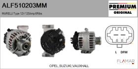 MARELLI ALF510203MM - ALT NUEVO ORIG. MARELLI Type 12V 120Amp PFR6