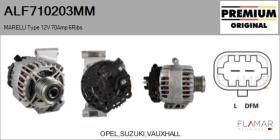 MARELLI ALF710203MM - ALT NUEVO ORIG. MARELLI Type 12V 70Amp PFR6