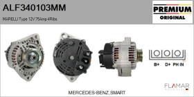 MARELLI ALF340103MM - ALT NUEVO ORIG. MARELLI Type 12V 75Amp PR4