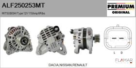 MITSUBISHI ALF250253MT - ALT NUEVO ORIG. MITSUBISHI Type 12V 110Amp PFR6