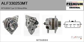 MITSUBISHI ALF330253MT - ALT NUEVO ORIG. MITSUBISHI Type 12V 90Amp PR6