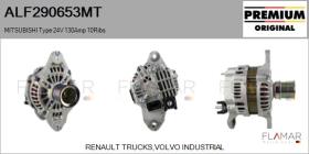 MITSUBISHI ALF290653MT - ALT NUEVO ORIG. MITSUBISHI Type 24V 130Amp PR10