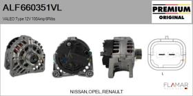 VALEO ALF660351VL - ALT NUEVO ORIG. VALEO Type 12V 100Amp PR6