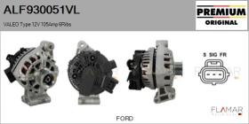 VALEO ALF930051VL - ALT NUEVO ORIG. VALEO Type 12V 105Amp PR6
