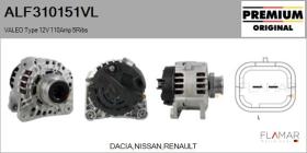 VALEO ALF310151VL - ALT NUEVO ORIG. VALEO Type 12V 110Amp PR5