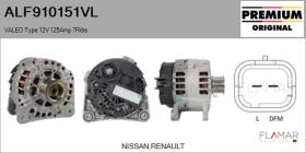 VALEO ALF910151VL - ALT NUEVO ORIG. VALEO Type 12V 125Amp 7Ribs