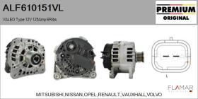 VALEO ALF610151VL - ALT NUEVO ORIG. VALEO Type 12V 125Amp PFR6