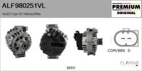 VALEO ALF980251VL - ALT NUEVO ORIG. VALEO Type 12V 140Amp PR6