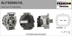VALEO ALF620451VL - ALT NUEVO ORIG. VALEO Type 12V 150Amp PFR6
