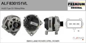 VALEO ALF830151VL - ALT NUEVO ORIG. VALEO Type 12V 150Amp PR5