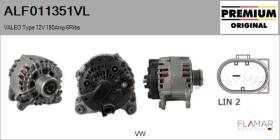 VALEO ALF011351VL - ALT NUEVO ORIG. VALEO Type 12V 180Amp 6Ribs