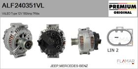 VALEO ALF240351VL - ALT NUEVO ORIG. VALEO Type 12V 180Amp PFR7