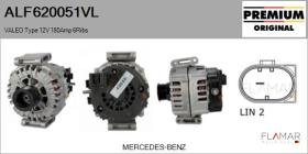 VALEO ALF620051VL - ALT NUEVO ORIG. VALEO Type 12V 180Amp PR6