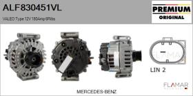 VALEO ALF830451VL - ALT NUEVO ORIG. VALEO Type 12V 180Amp PR6