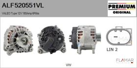 VALEO ALF520551VL - ALT NUEVO ORIG. VALEO Type 12V 180Amp PR6