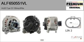 VALEO ALF650551VL - ALT NUEVO ORIG. VALEO Type 12V 180Amp PV6
