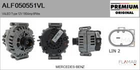 VALEO ALF050551VL - ALT NUEVO ORIG. VALEO Type 12V 180Amp PV6