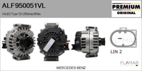 VALEO ALF950051VL - ALT NUEVO ORIG. VALEO Type 12V 250Amp PR6