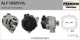 VALEO ALF120251VL - ALT NUEVO ORIG. VALEO Type 12V 70Amp PR5