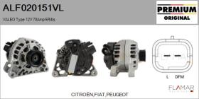 VALEO ALF020151VL - ALT NUEVO ORIG. VALEO Type 12V 70Amp PR6