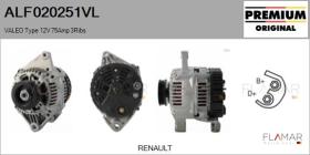 VALEO ALF020251VL - ALT NUEVO ORIG. VALEO Type 12V 75Amp PR3