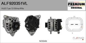 VALEO ALF920351VL - ALT NUEVO ORIG. VALEO Type 12V 80Amp PFR4