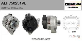 VALEO ALF750251VL - ALT NUEVO ORIG. VALEO Type 12V 80Amp PR5