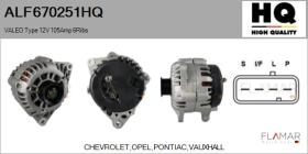 HQ ALF670251HQ - ALT NUEVO VALEO Type 12V 105Amp PR6