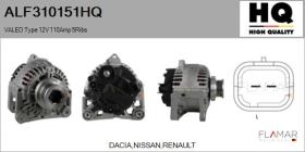 HQ ALF310151HQ - ALT NUEVO VALEO Type 12V 110Amp PR5