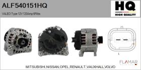 HQ ALF540151HQ - ALT NUEVO VALEO Type 12V 120Amp PFR6