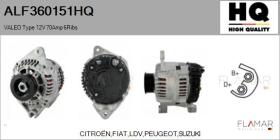 HQ ALF360151HQ - ALT NUEVO VALEO Type 12V 70Amp PR6