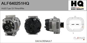 HQ ALF640251HQ - ALT NUEVO VALEO Type 12V 75Amp PR6