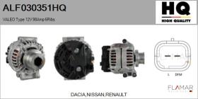 HQ ALF030351HQ - ALT NUEVO VALEO Type 12V 98Amp PR6
