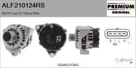 RS ALF210124RS - ALT REM. N/C DELPHI Type 12V 140Amp PFR6
