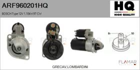 HQ ARF960201HQ - ARR NUEVO BOSCH Type 12V 1,10kW 9T CW