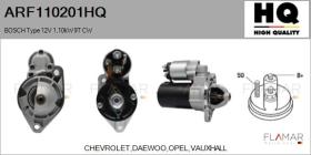 HQ ARF110201HQ - ARR NUEVO BOSCH Type 12V 1,10kW 9T CW
