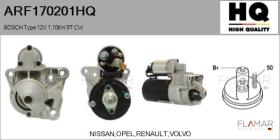 HQ ARF170201HQ - ARR NUEVO BOSCH Type 12V 1,10kW 9T CW