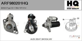 HQ ARF980201HQ - ARR NUEVO BOSCH Type 12V 1,70kW 10T CCW