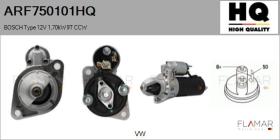 HQ ARF750101HQ - ARR NUEVO BOSCH Type 12V 1,70kW 9T CCW