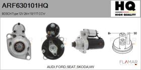 HQ ARF630101HQ - ARR NUEVO BOSCH Type 12V 2,00kW 10/11T CCW