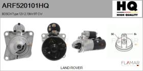 HQ ARF520101HQ - ARR NUEVO BOSCH Type 12V 2,10kW 9T CW