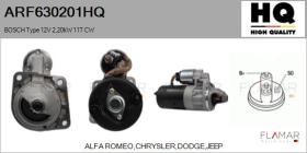 HQ ARF630201HQ - ARR NUEVO BOSCH Type 12V 2,20kW 11T CW