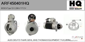 HQ ARF450401HQ - ARR NUEVO BOSCH Type 12V 2,30kW 11T CW