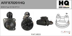 HQ ARF870201HQ - ARR NUEVO BOSCH Type 12V 3,00kW 9T CW
