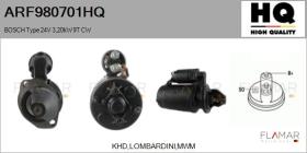 HQ ARF980701HQ - ARR NUEVO BOSCH Type 24V 3,20kW 9T CW