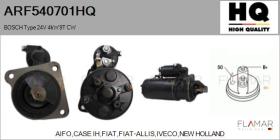 HQ ARF540701HQ - ARR NUEVO BOSCH Type 24V 4,00kW 9T CW
