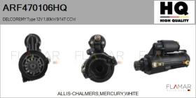 HQ ARF470106HQ - ARR NUEVO DELCOREMY Type 12V 1,60kW 9/14T CCW