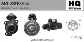 HQ ARF050106HQ - ARR NUEVO DELCOREMY Type 12V 2,50kW 9T
