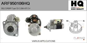 HQ ARF950106HQ - ARR NUEVO DELCOREMY Type 12V 9T CW